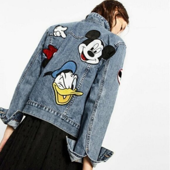 NWT Zara Printed Denim jacket Mickey Disney 6855 Women Size Small - Picture 2 of 12